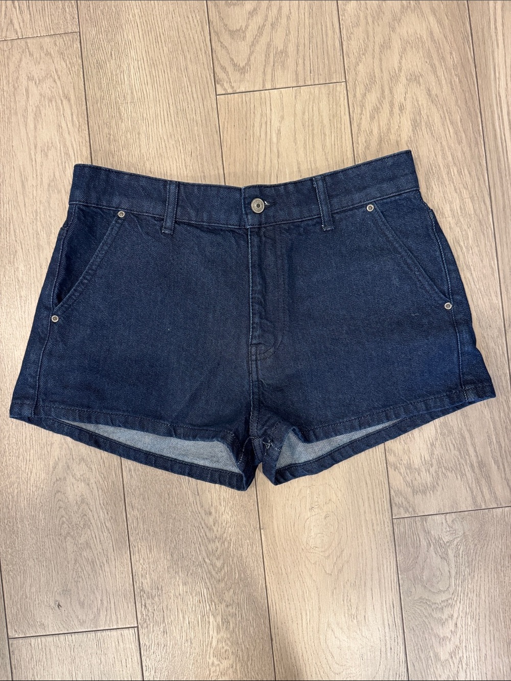 Zara Dark Blue Denim High-Rise Shorts